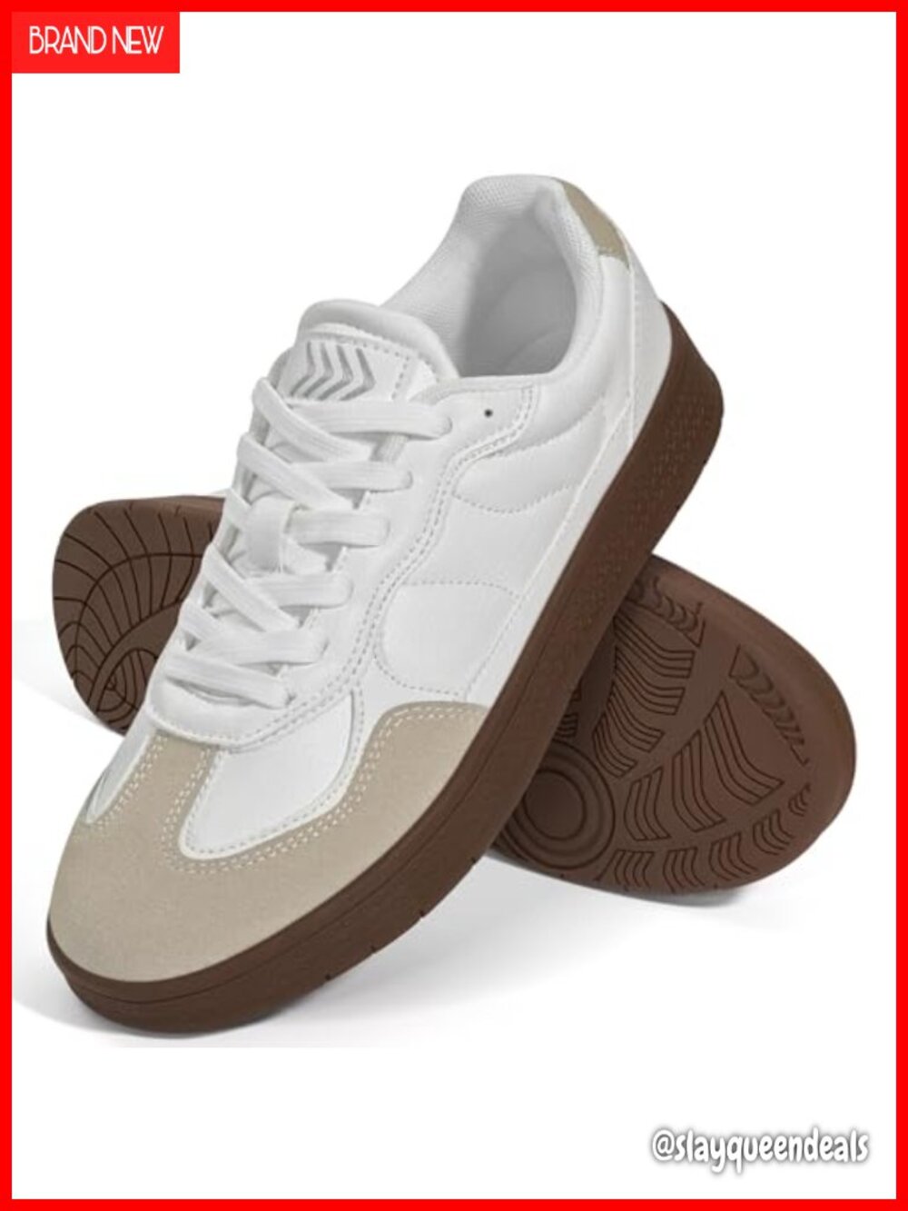 Women's Retro Fashion Sneakers Lace Up Faux Leather Gum Sole Non Slip Walking